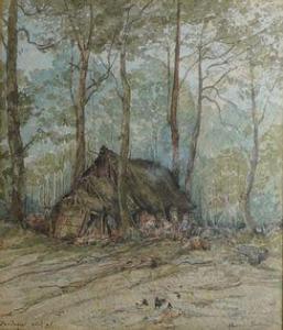 POITEVIN Flavien,Landéau - Hutte de sabotier en forêt de Fougères,1892,Siboni FR 2021-03-28