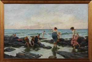 POLAROLI Adolfo 1862-1952,Spiaggia con personaggi,Capitolium Art Casa d'Aste IT 2013-11-25