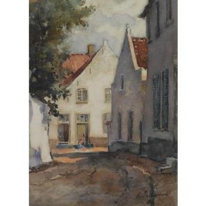 POLDERMAN HUGO 1886-1977,A VIEW OF A SUNLIT STREET IN A DUTCH TOWN,Sotheby's GB 2011-03-14