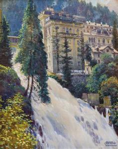 POLEDNE Franz 1873-1932,Bad Gastein - Wasserfall mit Hotel Austria,Palais Dorotheum AT 2018-03-01