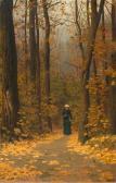 POLENOFF VASILY DIMITRIEVICH 1844-1927,Woman walking on a forest path,1883,Galerie Koller 2009-03-23