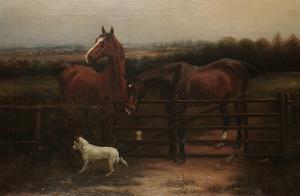 POLET Johan 1894-1971,Horses at a gate, a terrier by a rabbit hole,Bonhams GB 2005-11-30