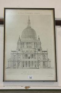 POLEY Arthur F E,St Paul's Cathedral, London, Elevation of West Front,Henry Adams GB 2020-02-13