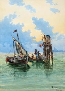 POLIDORI Annamaria 1940,Fishing boats mooring outside Venice,Dreweatts GB 2015-01-29