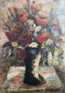 POLIMENO Luciano 1919-2007,Bouquet de fleurs sur un entablement,Pescheteau-Badin FR 2023-06-02