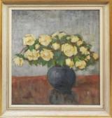 POLISH SCHOOL,Still life of white roses , Interior still life scene,Rosebery's GB 2013-01-19