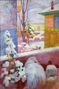 POLITI Ermano 1910-1995,Nevicata dal mio balcone,1968,Sant'Agostino IT 2017-07-06