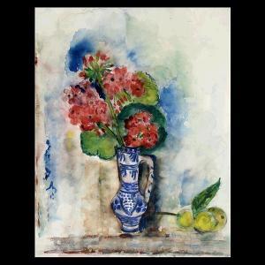 POLK Pauline 1896-1986,Still Life of Red Flowers in a Blue Vase.,Auctions by the Bay US 2008-08-03