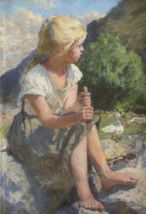 POLL Hugo 1867-1931,Small Girl, Nagybánya,Pinter HU 2024-01-28