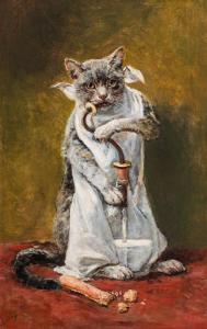 POLLAK August 1838-1872,Cat with a milk bottle,im Kinsky Auktionshaus AT 2019-10-22