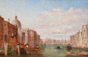 POLLENTINE Alfred 1836-1910,Gondolas on a Venetian canal,Tennant's GB 2023-11-11