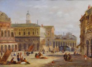 POLLENTINE Alfred 1836-1910,View of the Piazza delle Erbe, Padua,Clevedon Salerooms GB 2024-04-11