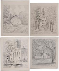 POLLEY Frederick 1875-1958,Four Churches: Old Church Survives Two Wars,Brunk Auctions US 2016-01-15