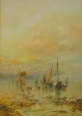 POLLITT Albert,Beached fishing boats at sunset,1915,Fieldings Auctioneers Limited 2015-11-14