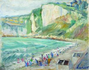 POLLITT Mary E 1900-1900,A Beach Scene with Figures,John Nicholson GB 2016-09-07