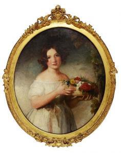 POLLITT R,Portrait of a young girl wearing a white frock and,Mallams GB 2016-10-19