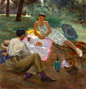 POLYA Ivan 1889-1939,Outdoor Picnic (Date, Love),Kieselbach HU 2022-10-14