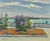 POLYAKOV Valentin Ivanovich,QUAY WITH A LILAC TREE IN THE FOREGROUND,1951,Sotheby's 2017-06-06