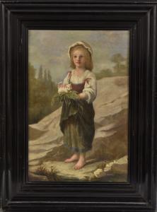POMAREL G,Best Friends, Girl with White Kit,19th century,Bamfords Auctioneers and Valuers 2018-04-25