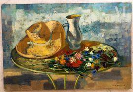 PONCELET Maurice Georges,La table au chapeau de paille et aux fleurs,Millon & Associés 2021-06-03