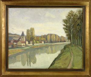 PONCHON Antonin 1885-1965,Le chemin de halage en bord de Seine,1965,Chenu-Scrive FR 2008-03-10