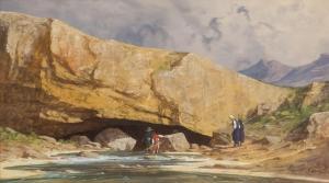 PONS S. 1800-1900,Enfants pêchant dans un lac de montagne,Marambat-Camper FR 2022-04-06