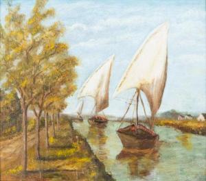 PONSEN Tunis 1891-1968,Boats on Canal,Hindman US 2020-02-26
