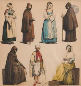 PONTHUS CINIER Antoine 1812-1885,Étude de costumes italiens,1842/44,Ader FR 2024-03-22