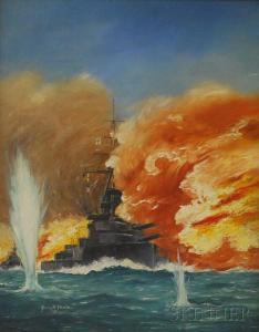POOLE Burnell 1884-1933,Battleship Under Fire,1915,Skinner US 2010-07-21