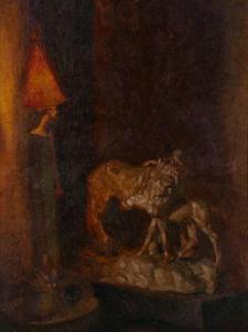 POOLE Frederick Victor 1865-1936,Lamp Still Life,Hindman US 2020-05-22