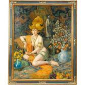 POOLE Frederick Victor 1865-1936,Lounging Art Deco Nude in Headdress,Ripley Auctions US 2015-03-07