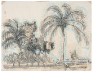POOR Henry Varnum 1888-1970,Florida Landscape with Hedge,1964,Burchard US 2022-08-13