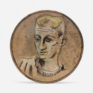 POOR Henry Varnum,Young Man (wall-hanging plate),1951,Rago Arts and Auction Center 2022-10-06