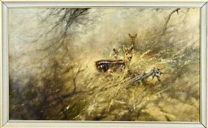 POORTVLIET Rien 1932-1995,Three deer in a bush,1973,Twents Veilinghuis NL 2024-01-11