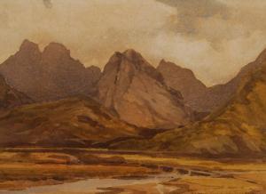 Pope Samuel 1881-1940,highland mountain landscape "Isle of Skye",Burstow and Hewett GB 2007-07-25