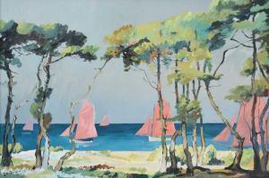 POPESCU Stefan 1872-1948,Pink sail boats,Tennant's GB 2023-10-07