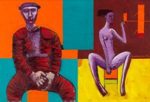 POPOV CONSTANTINE 1965,PEOPLE SEATED,GFL Fine art AU 2021-08-22
