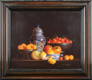PORCEL Georges 1931,Still Life with Fruit and Delft Vase,Tooveys Auction GB 2022-05-11