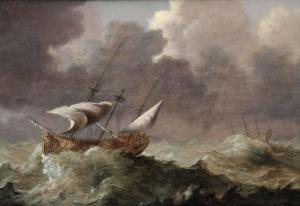 PORCELLIS Jan 1584-1632,Navi in un mare in tempesta,Cambi IT 2022-06-15