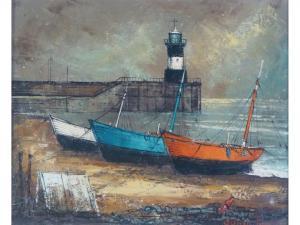 PORILLO JULIEN,Harbour scene with beached boats,Capes Dunn GB 2014-03-25