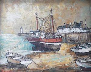 PORISSE Julien 1927,Lighthouse and Fishing Boats,Gorringes GB 2023-01-09