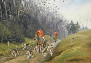 PORTEOUS Brian,Huntsmen and hounds in a country lane,1985,Golding Young & Co. GB 2021-05-26