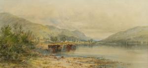 PORTEOUS William 1800-1900,Cattle Watering in an Extensive Highland Lan,1874,David Duggleby Limited 2021-09-04