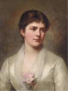 PORTER Benjamin Curtis,A young lady in a white dress with a pink rose,1879,Christie's 2004-11-29