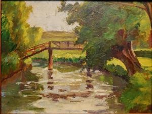 PORTER Frederick J. 1883-1944,River with wooden bridgeabove,Andrew Smith and Son GB 2011-01-25