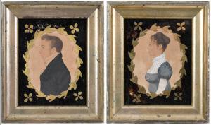 PORTER Rufus 1792-1884,Pair of portrait miniatures in profile, gentleman ,Brunk Auctions 2021-09-09