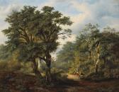 PORTIELJE D 1820-1860,A wooded landscape with figures on a path,Bonhams GB 2009-10-21