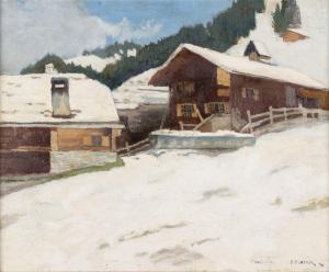 PORTIER Francis 1876-1961,Paysage sous la neige,Dogny Auction CH 2018-03-06