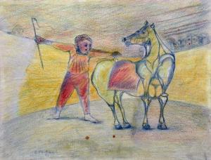PORTINARI Candido 1903-1962,Untitled (Circus Scene, 
Man with Horse),Stair Galleries US 2011-02-25