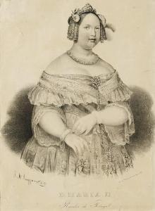 PORTUGUESE SCHOOL,Retrato da Rainha D. Maria II,1842,Cabral Moncada PT 2015-07-06